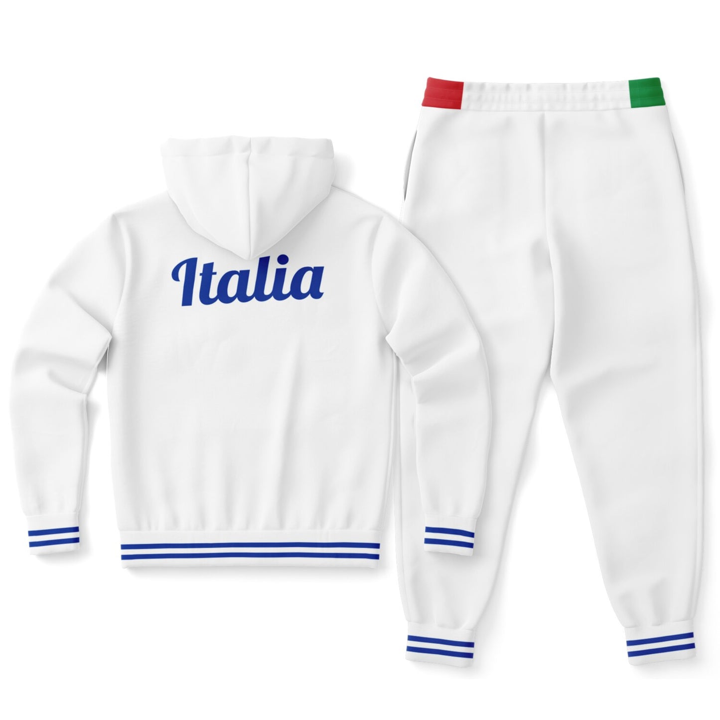 Felpa con cappuccio e jogger con zip bianca Italia - AOP