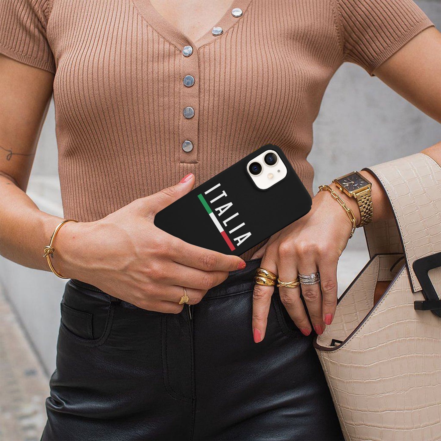 Custodia per telefono Italia nera per iPhone 12 mini