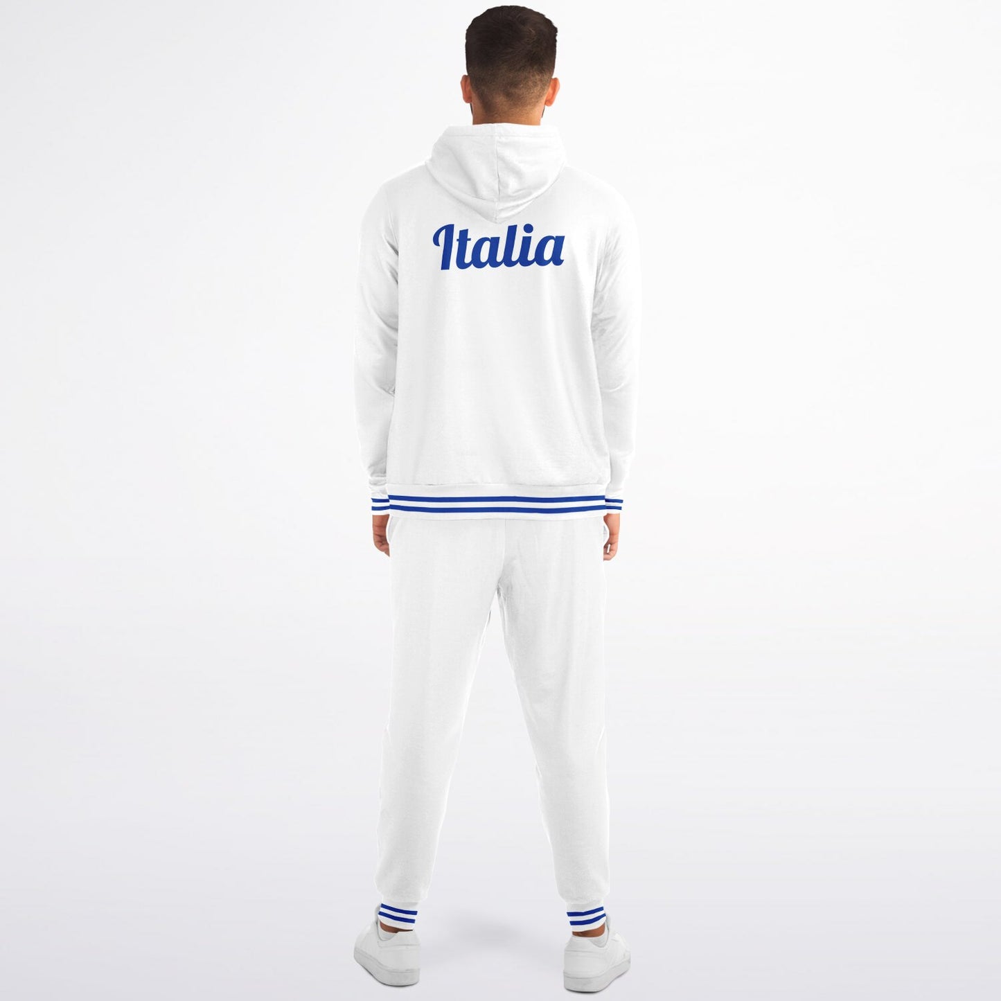 Felpa con cappuccio e jogger con zip bianca Italia - AOP