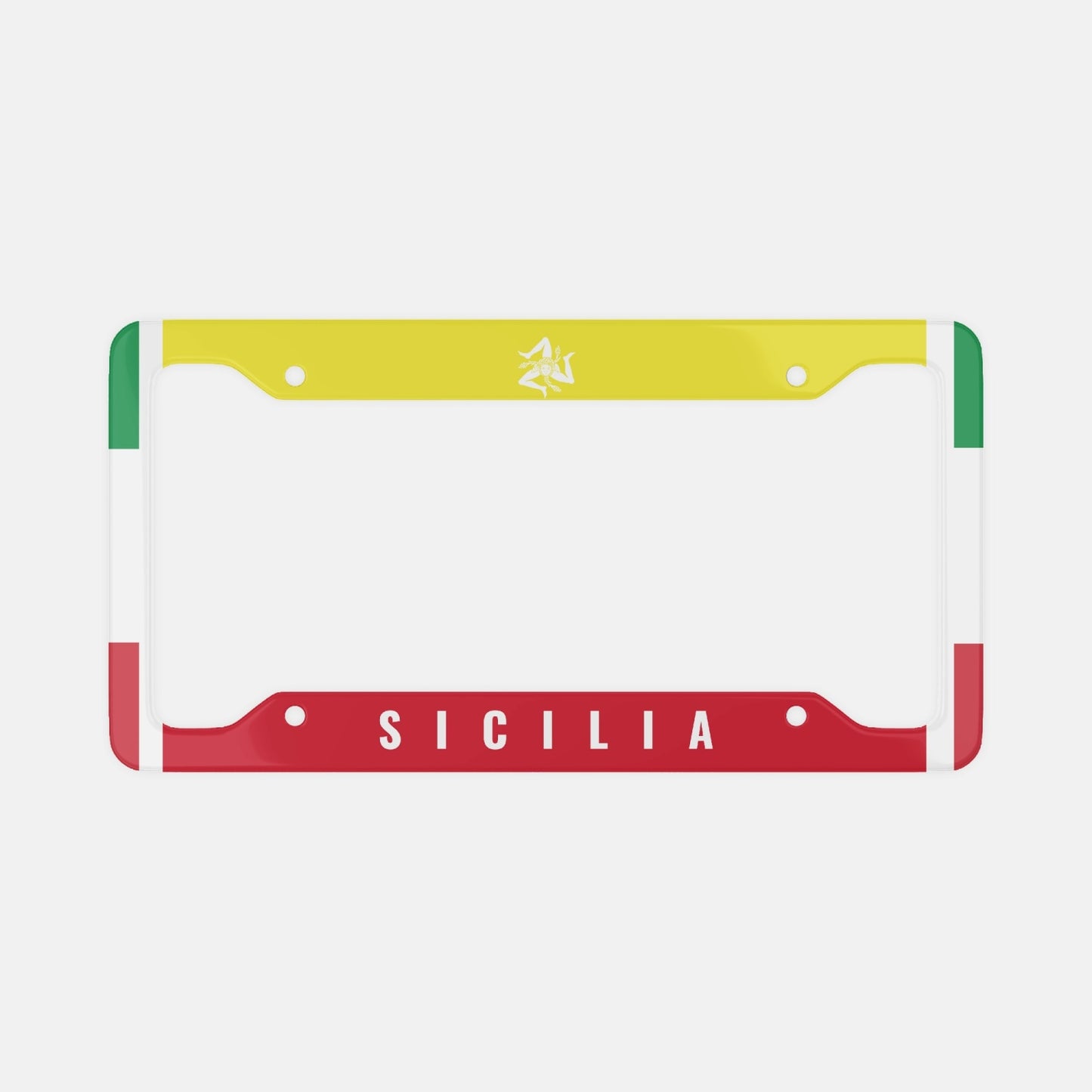 Sicily - License Plate Frame featuring a stylish design, crafted from durable aluminum, enhancing your car's luxury and appearance. Ideal for showcasing Italian heritage.