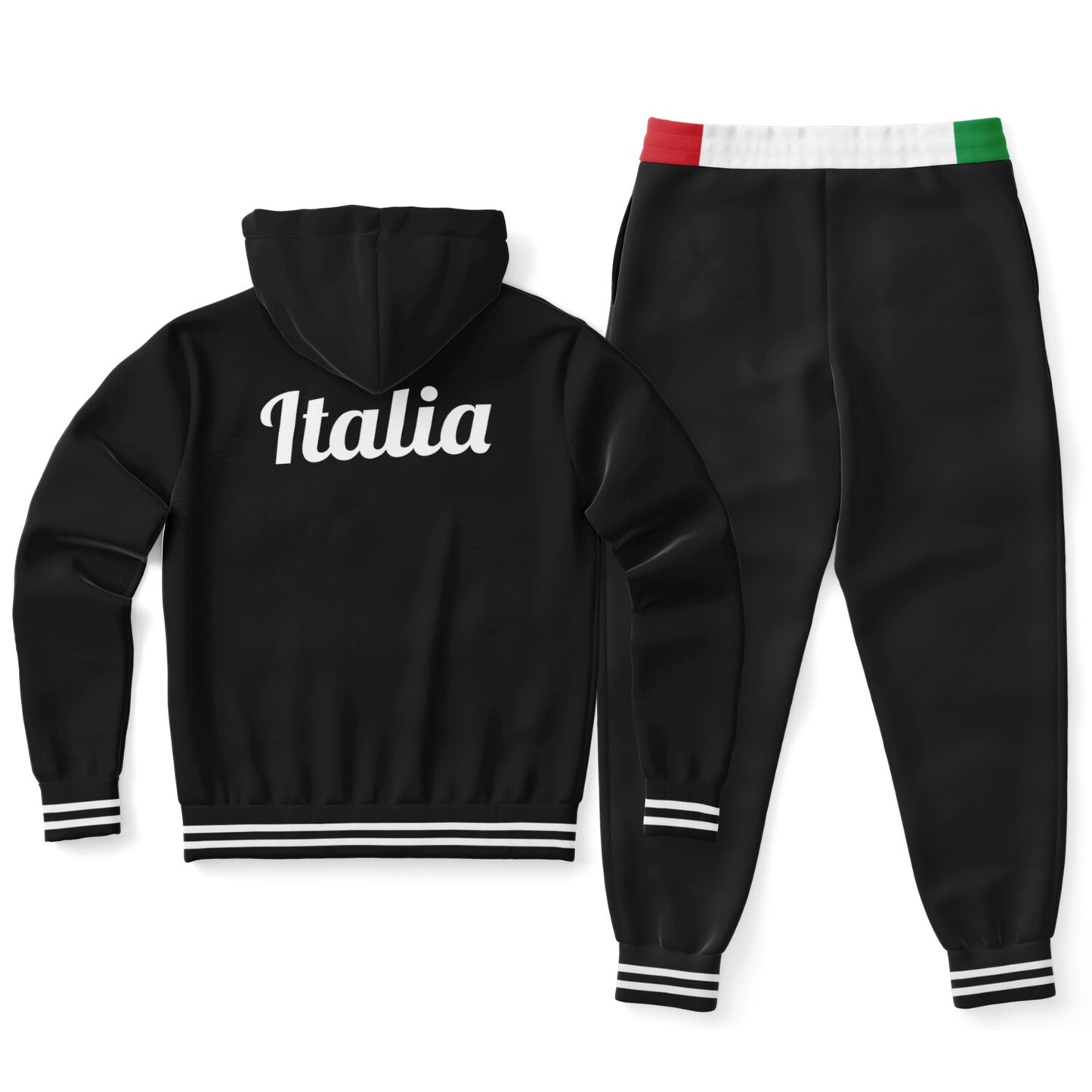Felpa con cappuccio e jogger con zip nera Italia - AOP