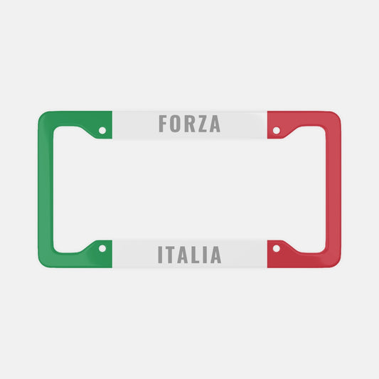 Forza Italia - License Plate Frame in aluminum, showcasing an exquisite pattern for a luxurious and confident driving experience.