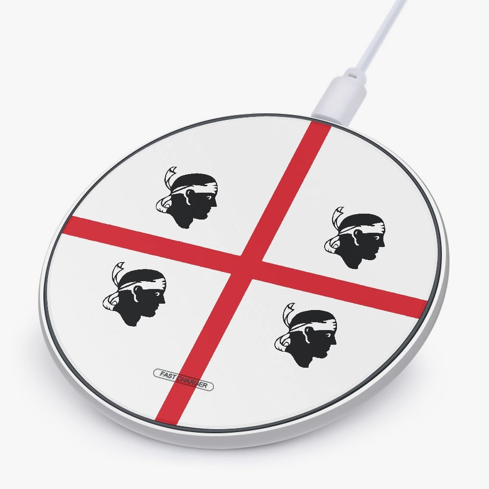 Sardinian Flag - 10W Wireless Charger featuring a pirate head design, includes a micro USB cable, offering stylish and damage-free charging.