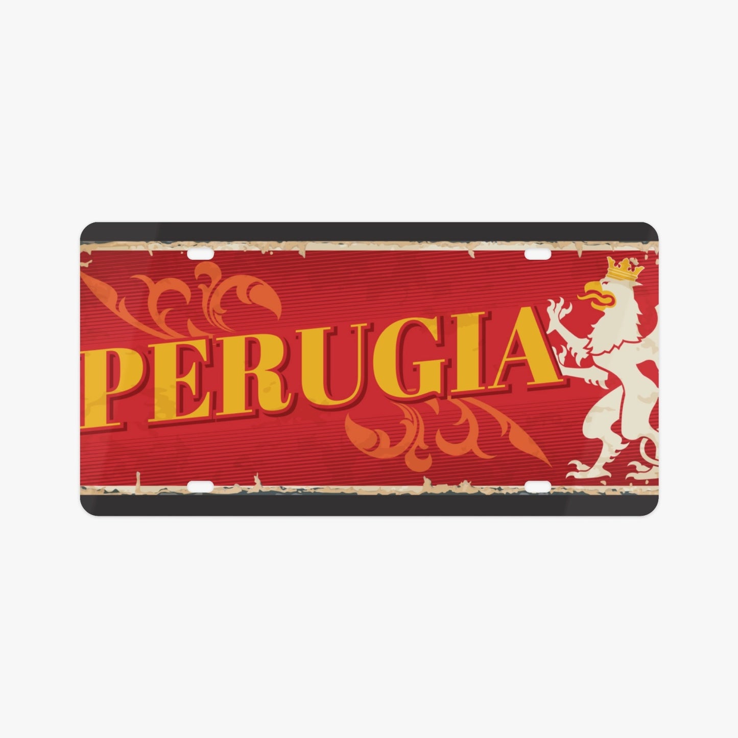 Perugia License Plate Italian Style: A premium aluminum accessory designed to enhance your car's elegance with Italian-inspired craftsmanship and style.