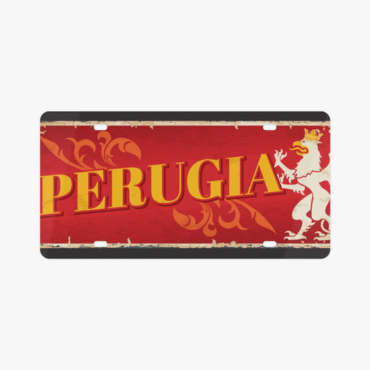 Perugia License Plate Italian Style: A premium aluminum accessory designed to enhance your car's elegance with Italian-inspired craftsmanship and style.