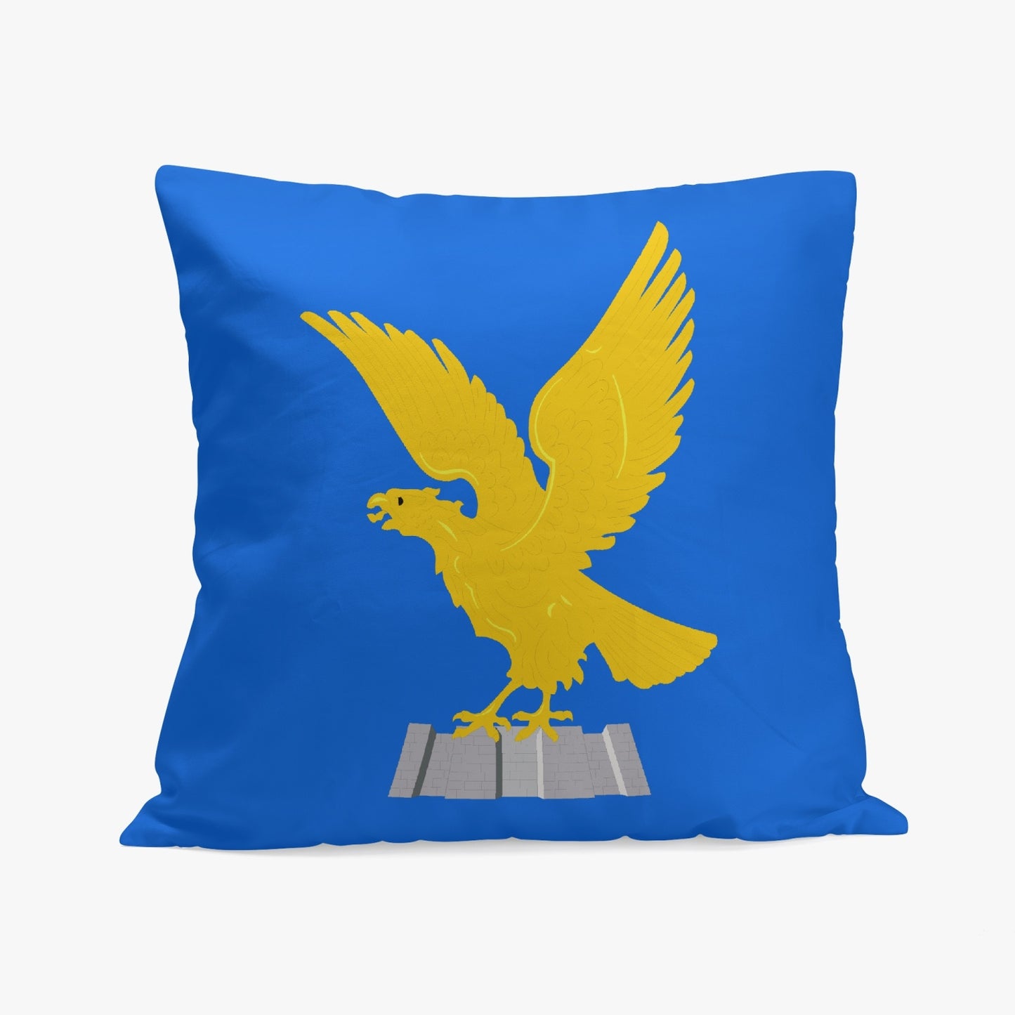 Friuli-Venezia Giulia Pillow Cover featuring a yellow bird design on high-quality polyester with cotton fabric, single-side print, and stitching closure.