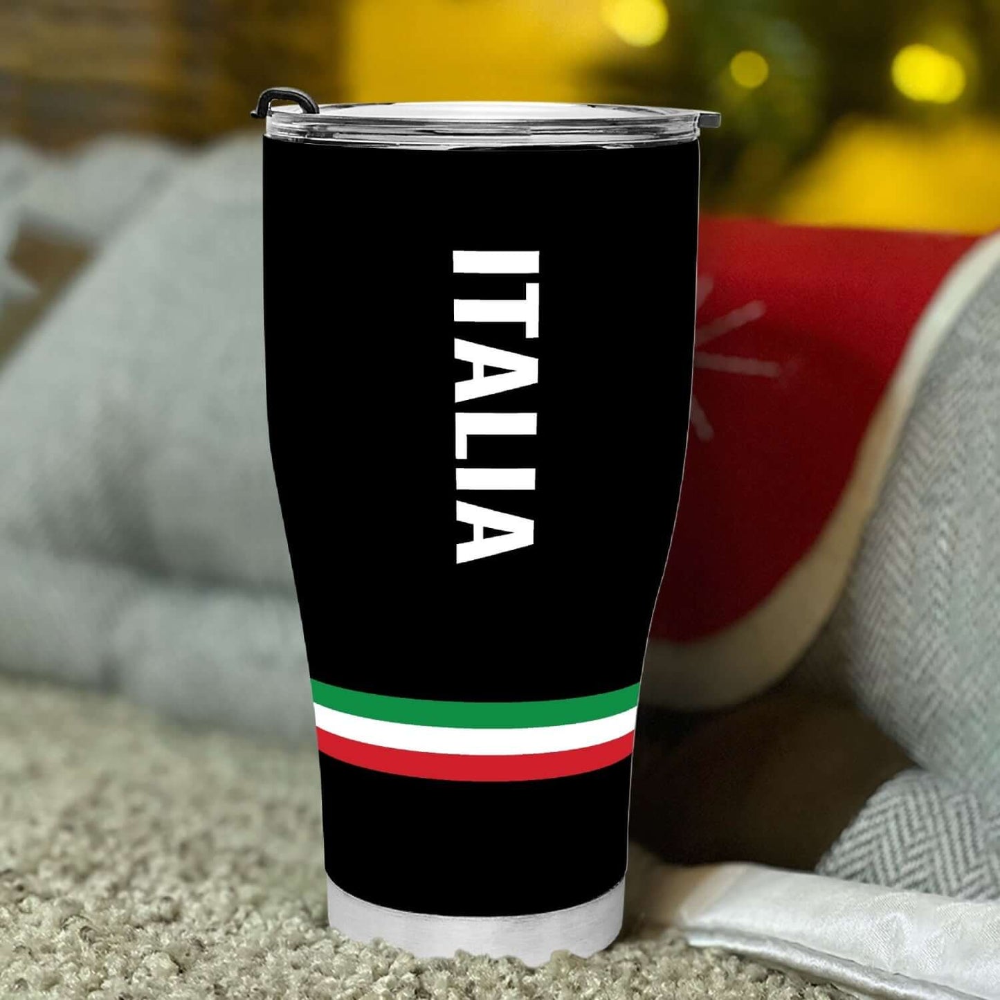 Italy Black Tumbler 30oz - stylish and eco-friendly, perfect for hot and cold beverages with a sleek design.