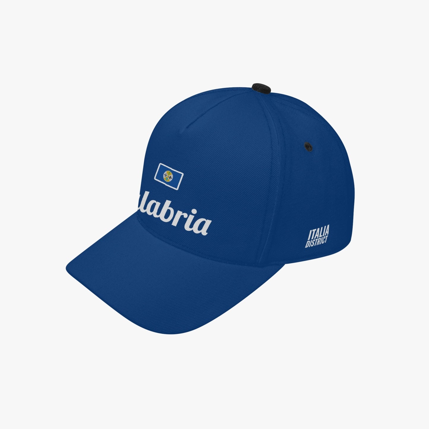 Calabria - Baseball Cap showcasing white text, designed with Italian-inspired aesthetics and premium canvas material for a stylish and functional unisex fit.