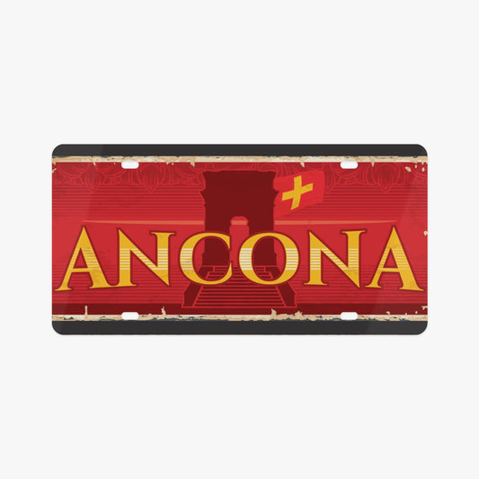 Ancona License Plate Italian Style: Premium aluminum license plate, showcasing Italian elegance and style, designed to enhance car aesthetics with superior quality and striking appearance.