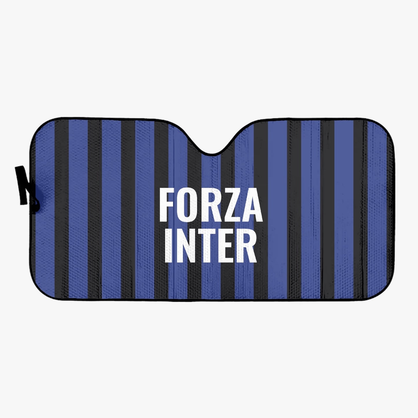 Forza Inter - Car Sun Shade with black and blue stripes, offering UV protection, heat reduction, and easy storage for cars, trucks, and SUVs.