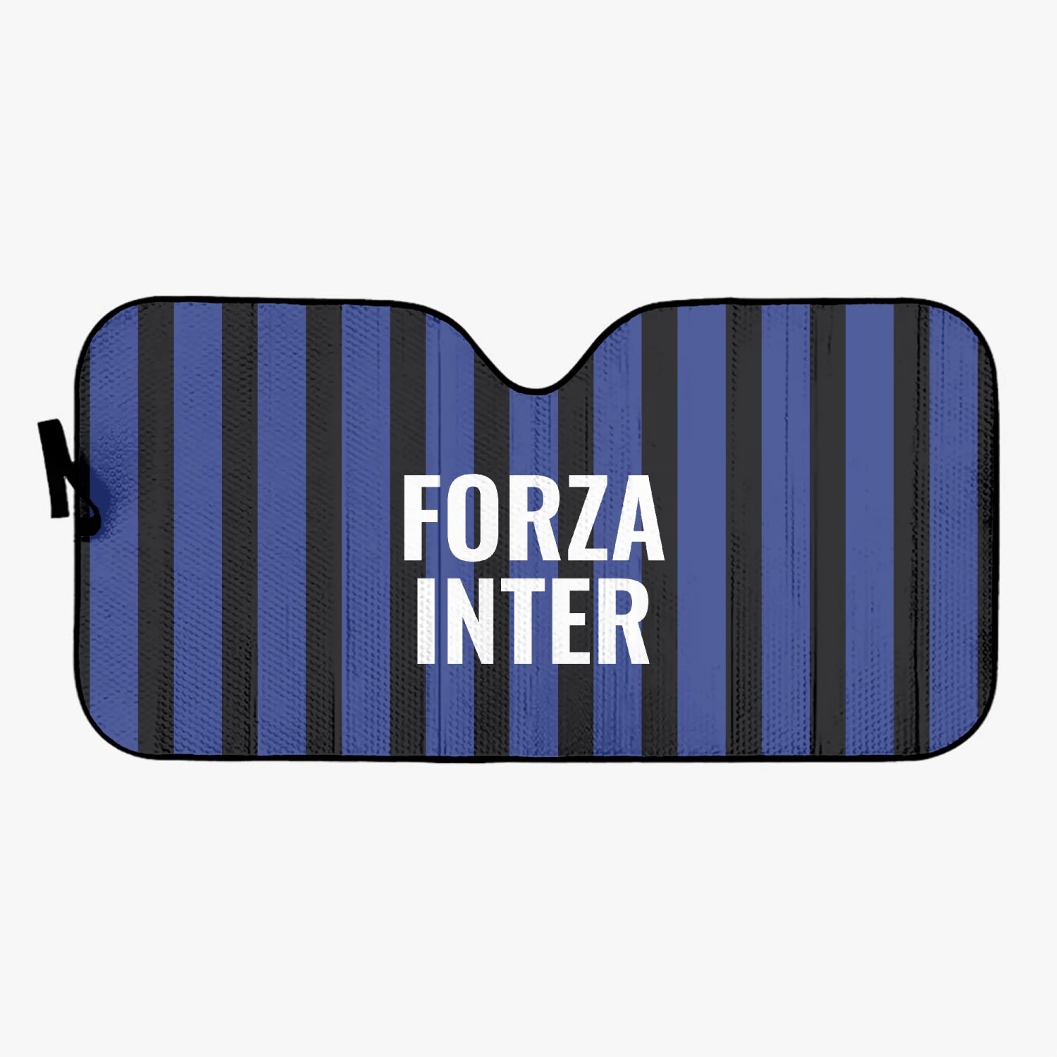Forza Inter - Car Sun Shade with black and blue stripes, offering UV protection, heat reduction, and easy storage for cars, trucks, and SUVs.