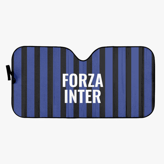Forza Inter - Car Sun Shade with black and blue stripes, offering UV protection, heat reduction, and easy storage for cars, trucks, and SUVs.