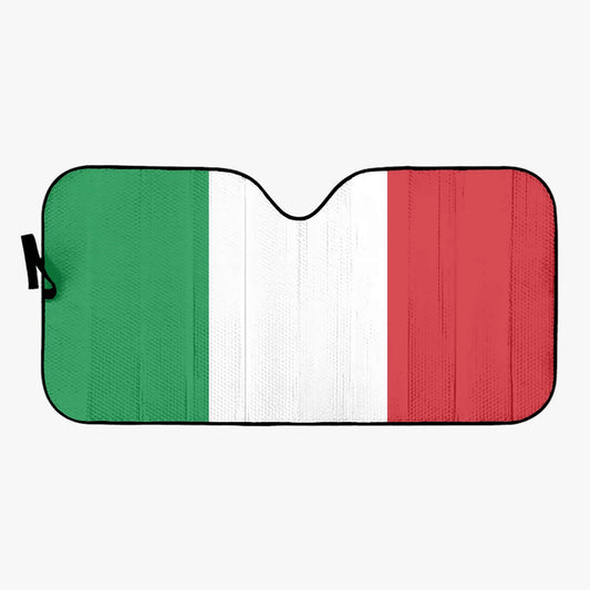 Italy Flag - Car Sun Shade, designed for UV protection and heat reduction, fits most vehicles, and folds easily for storage with a strap closure.