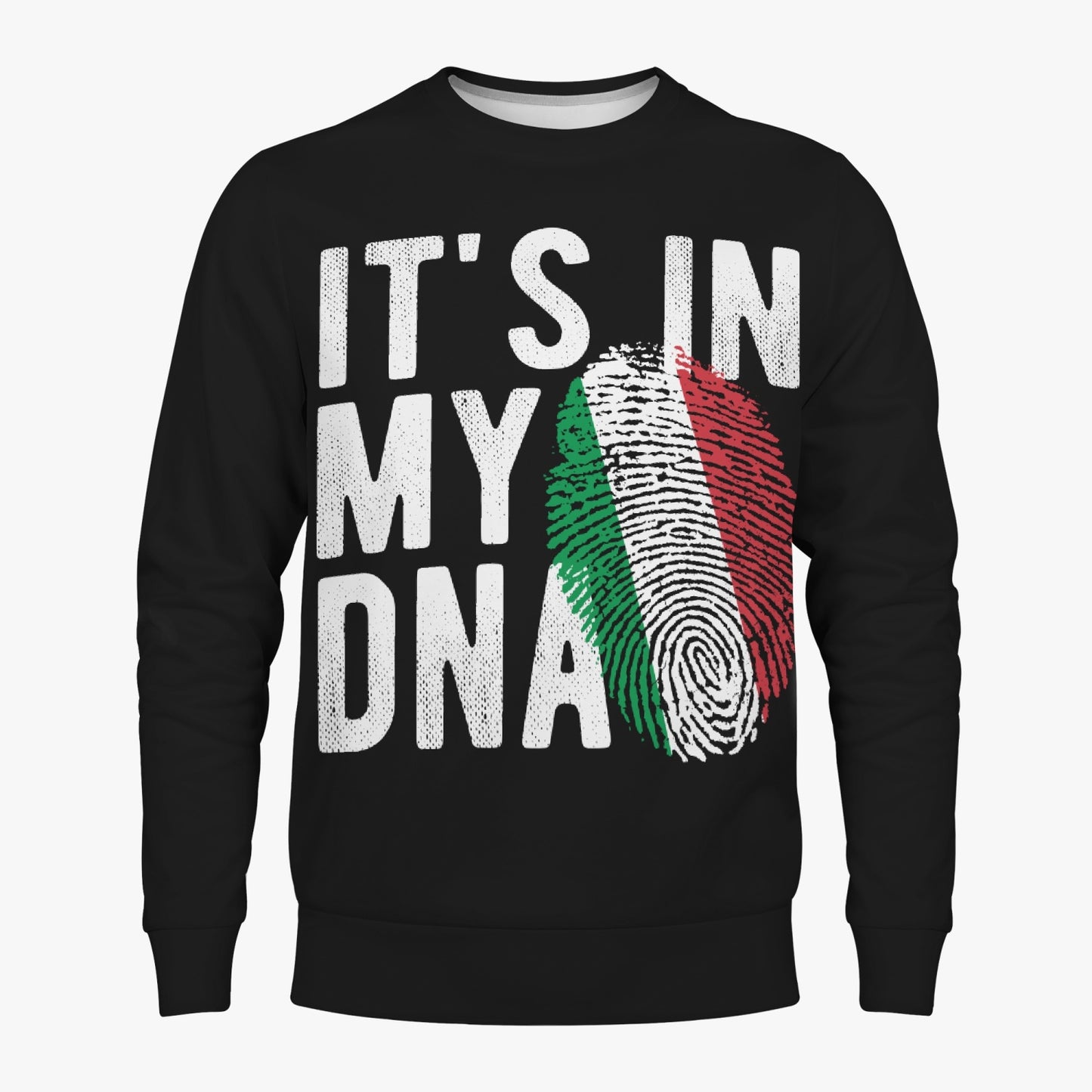 Italy it's in my DNA - Sweatshirt features a fingerprint design, symbolizing Italian heritage. Made from soft polyester, offering a classic fit and crew neckline.