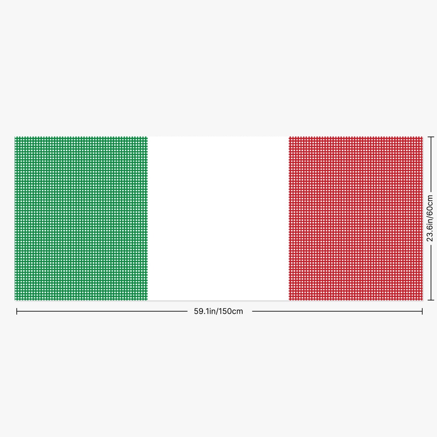 Italian Flag Rear Window Decal featuring a white and green stripe on One Way Vision Perforated Vinyl, enhancing privacy and reducing sun exposure for vehicles.