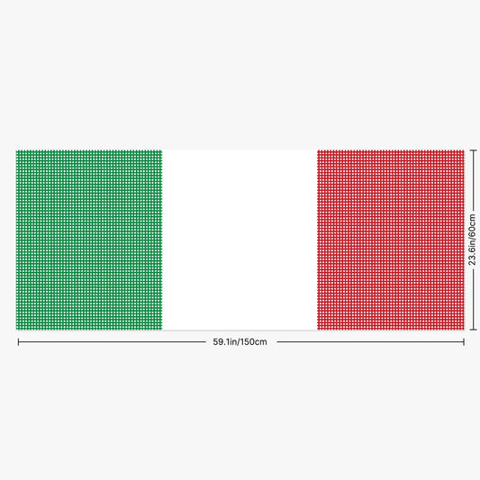 Italian Flag Rear Window Decal featuring a white and green stripe on One Way Vision Perforated Vinyl, enhancing privacy and reducing sun exposure for vehicles.