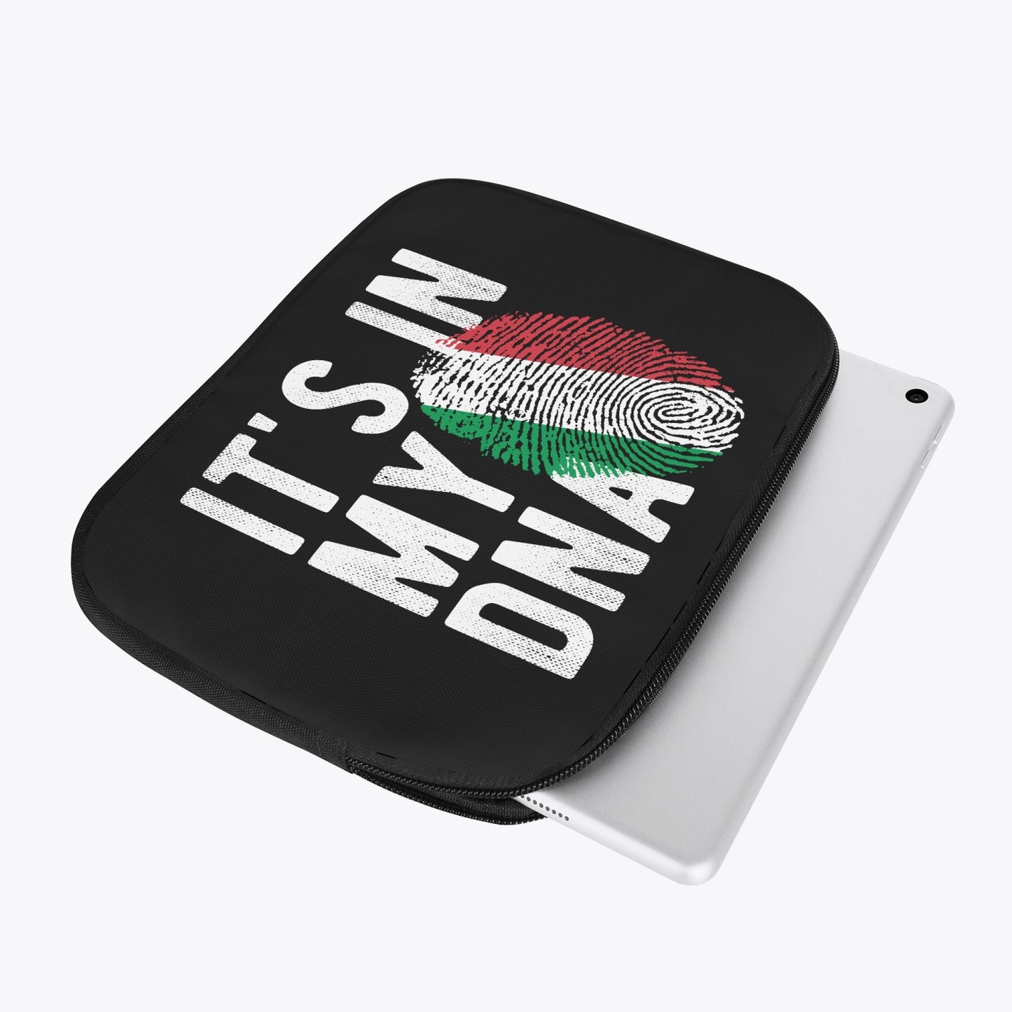 iPad sleeve featuring an Italian flag-inspired fingerprint design, highlighting cultural pride. Lightweight, durable with high-quality zippers for easy portability.