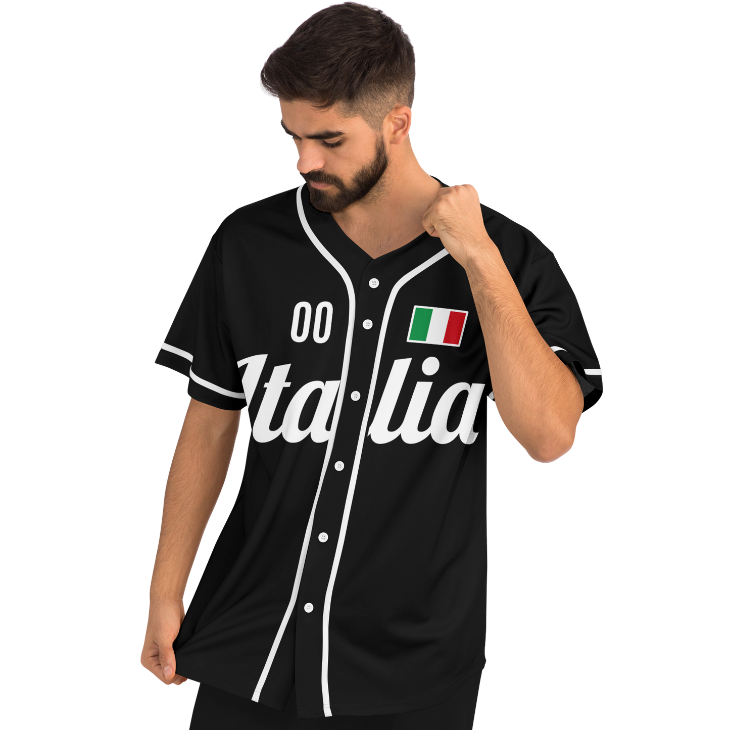 Italy Baseball Jersey - Black - Custom Name + Number