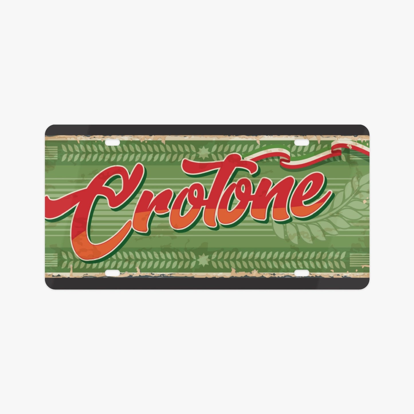 Crotone License Plate Italian Style: Premium aluminum license plate accessory, showcasing Italian elegance and elevating your vehicle's aesthetic with a luxurious design.