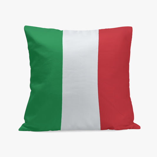 Italian flag Pillow Cover with high-quality polyester and cotton fabric, featuring a one-sided print and stitching closure, celebrating Italian culture and heritage.