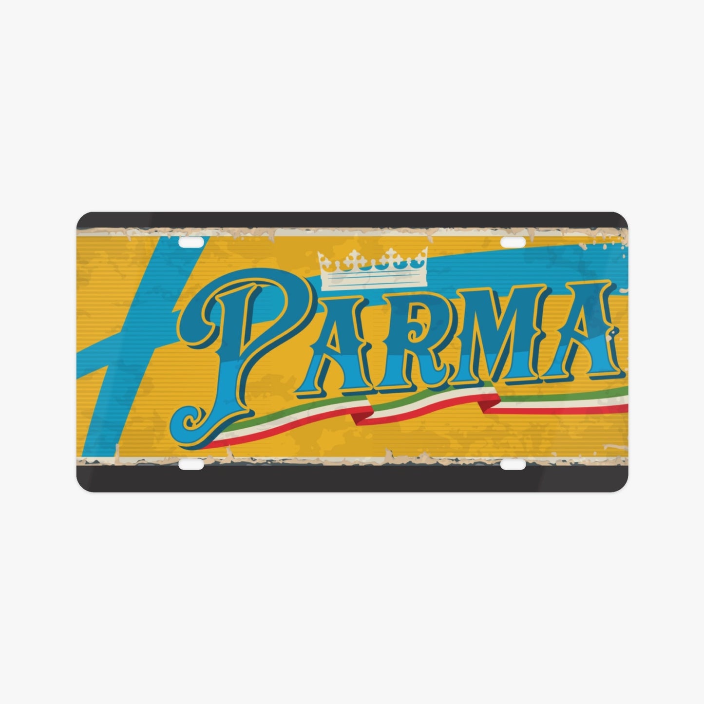 Monza License Plate Italian Style: A premium aluminum accessory showcasing Italian elegance, designed to enhance your car's aesthetic with a luxurious touch.