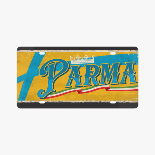 Monza License Plate Italian Style: A premium aluminum accessory showcasing Italian elegance, designed to enhance your car's aesthetic with a luxurious touch.