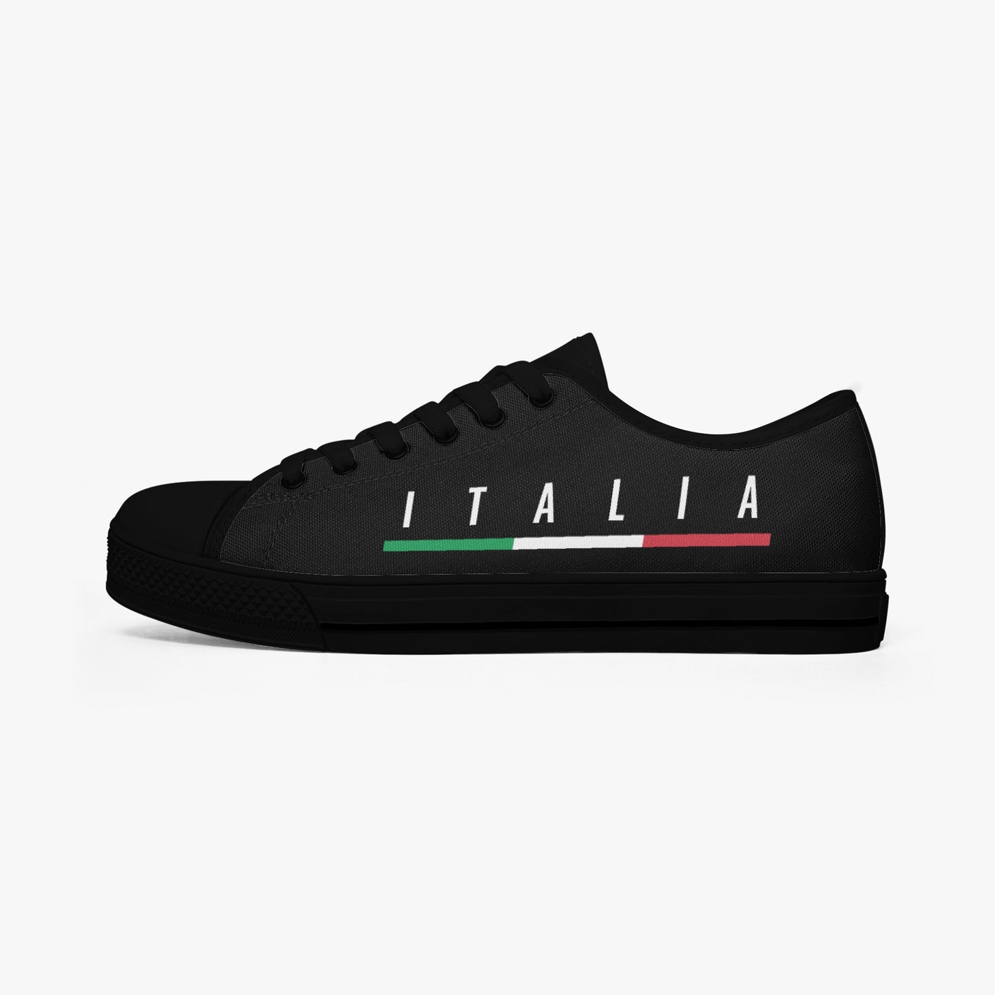 Italy Low-Top Shoes featuring custom-made canvas design, lace-up closure, and durable outsole, perfect for comfort and style.
