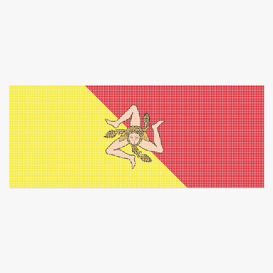 Sicilian Flag Rear Window Decal made of durable, weather-resistant perforated vinyl, providing privacy and sun protection for cars while celebrating Italian heritage.