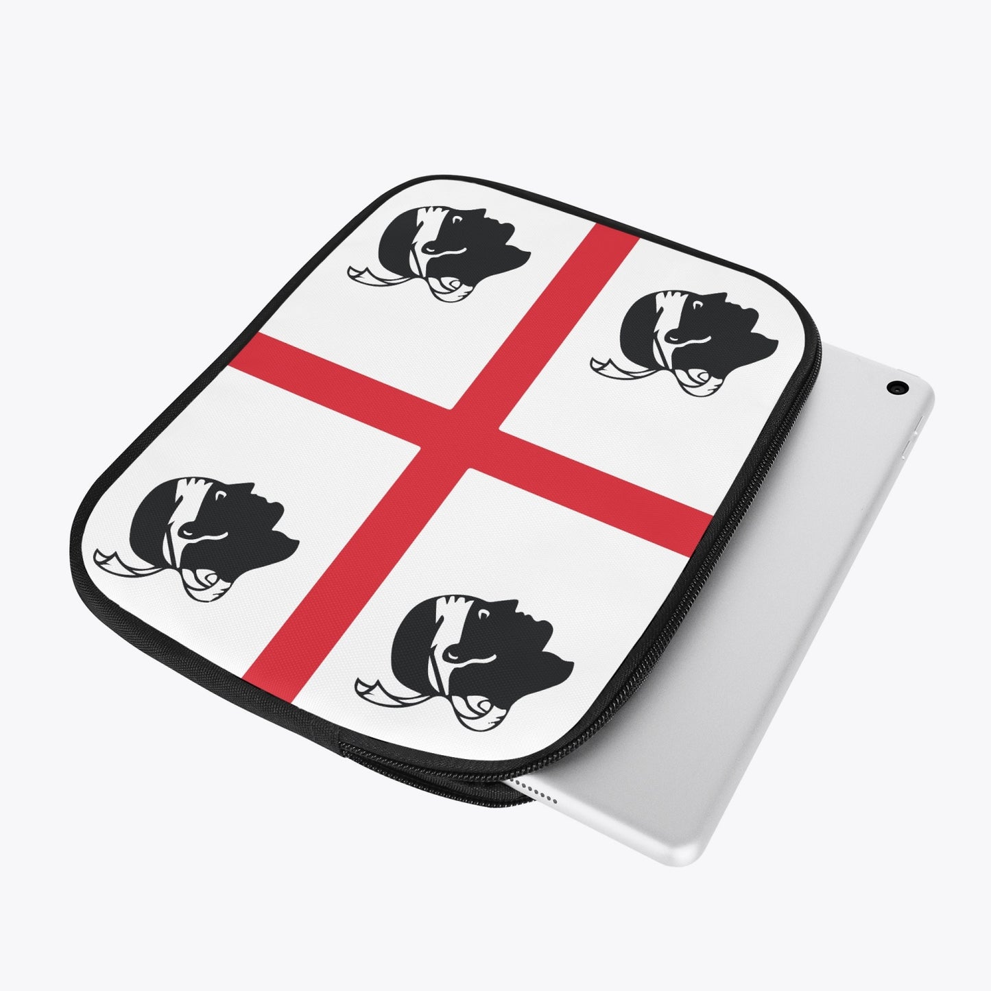 Sardinia Flag - iPad Sleeve featuring a pirate flag design, offers high-quality zippers and lightweight construction for portability.
