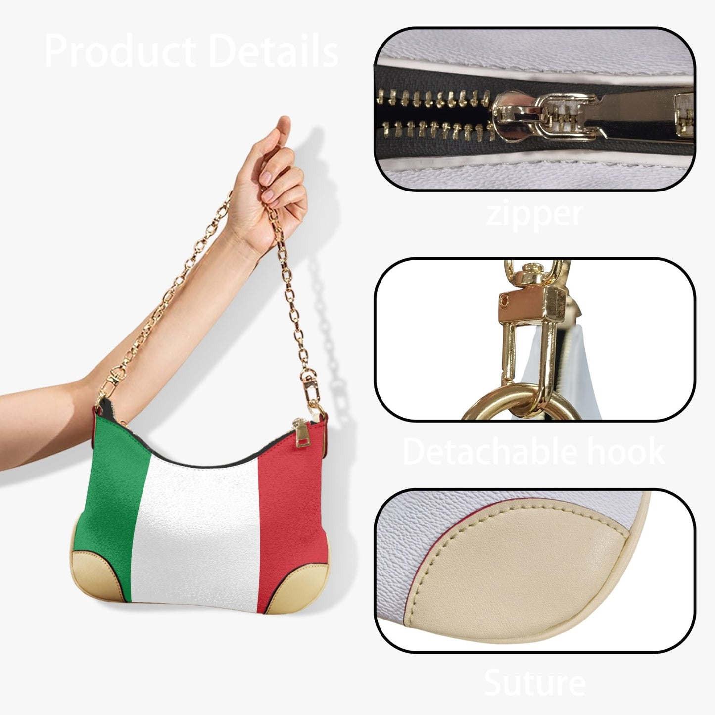 Borsa a tracolla con bandiera italiana in pelle PU