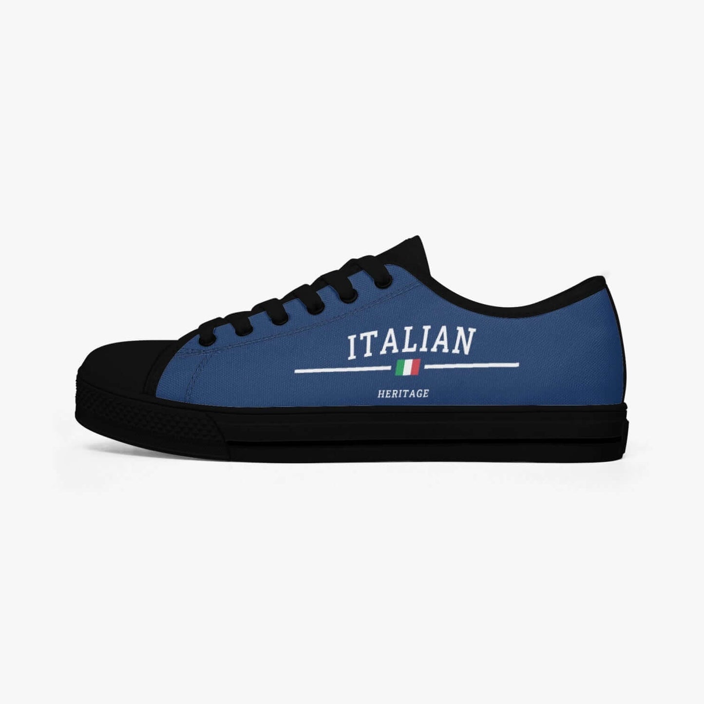 Italian Heritage Low-Top Shoes in blue canvas with black outsole and lace-up closure.