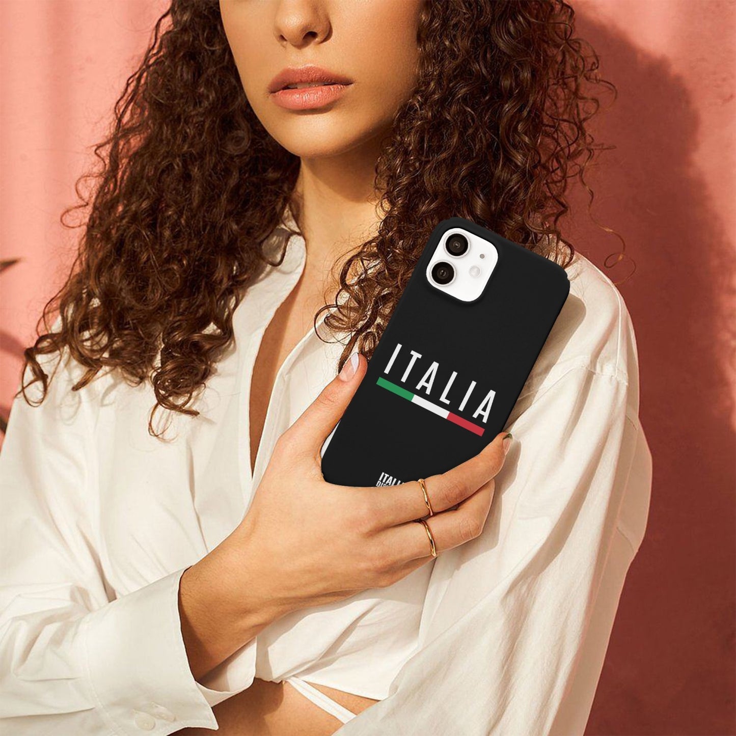 Custodia per telefono Italia nera per iPhone 12