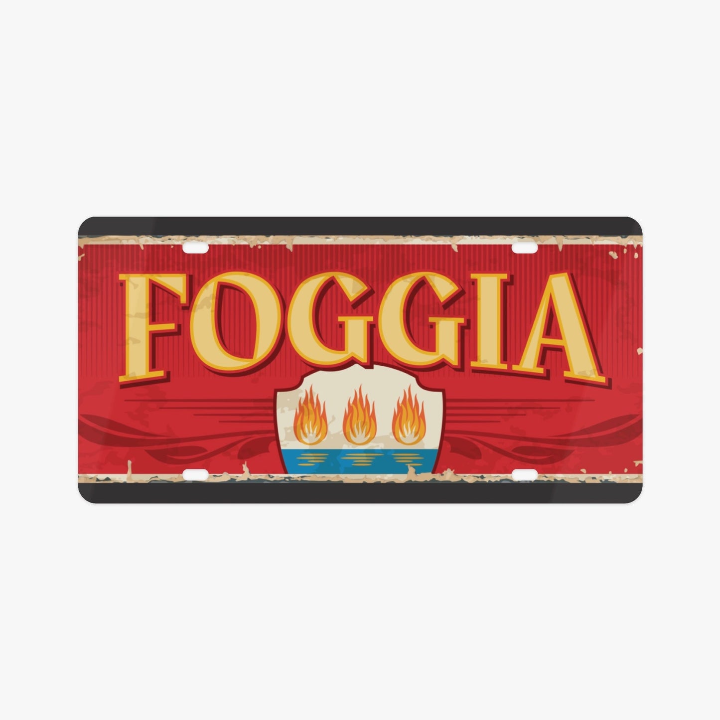 Foggia License Plate Italian Style: Premium aluminum design, enhancing car aesthetics with Italian elegance. Perfect for a stylish, luxurious driving experience.