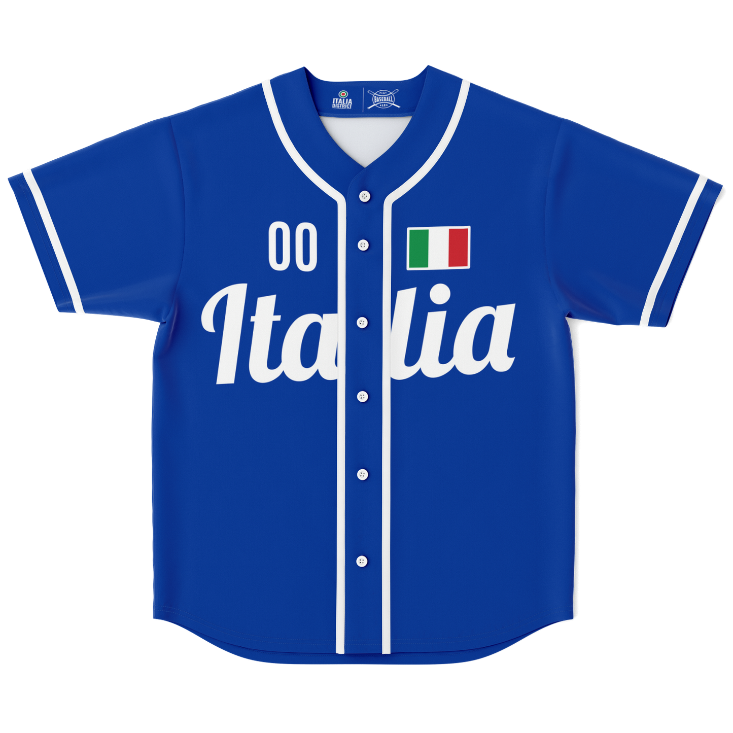 Italy Baseball Jersey - Custom Name + Number featuring white text, button-front closure, and breathable fabric, ideal for showcasing Italian pride and performance.
