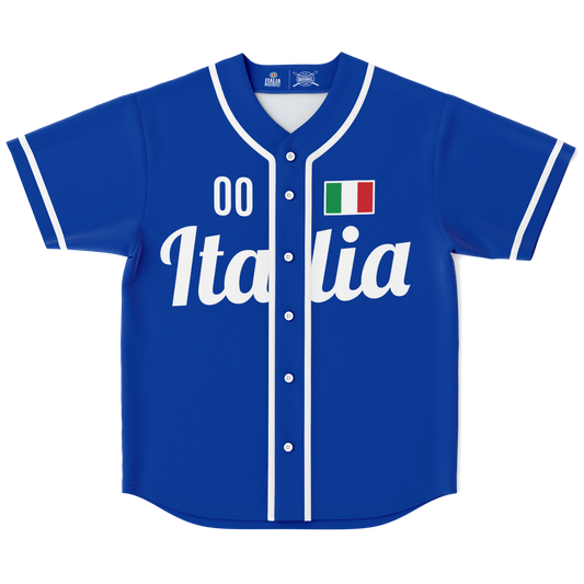 Italy Baseball Jersey - Custom Name + Number featuring white text, button-front closure, and breathable fabric, ideal for showcasing Italian pride and performance.