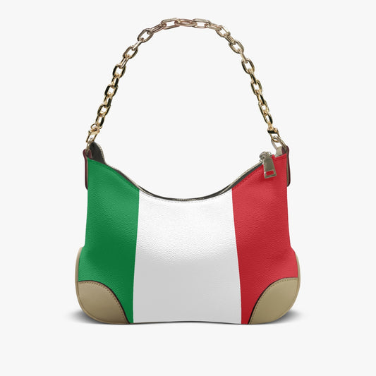 Italian Flag Shoulder Bag PU Leather with chain strap, showcasing Italian pride and style, perfect for versatile use and daily essentials.