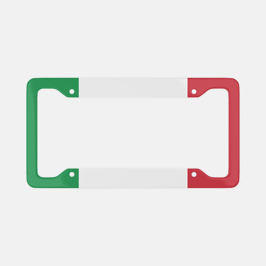 Italian Flag - License Plate Frame, featuring a sleek aluminum design with a distinctive pattern, ideal for enhancing your car's luxury and showcasing Italian pride.