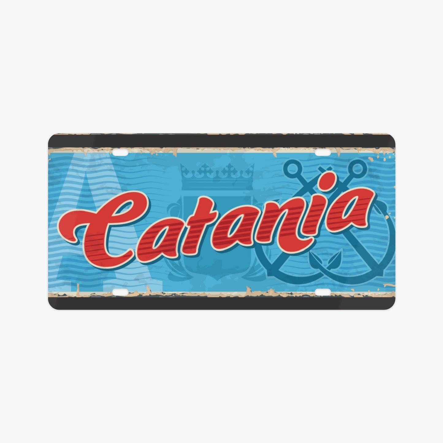 Catania License Plate Italian Style, highlighting luxurious design and premium aluminum, perfect for enhancing your vehicle's elegance and capturing Italian sophistication.