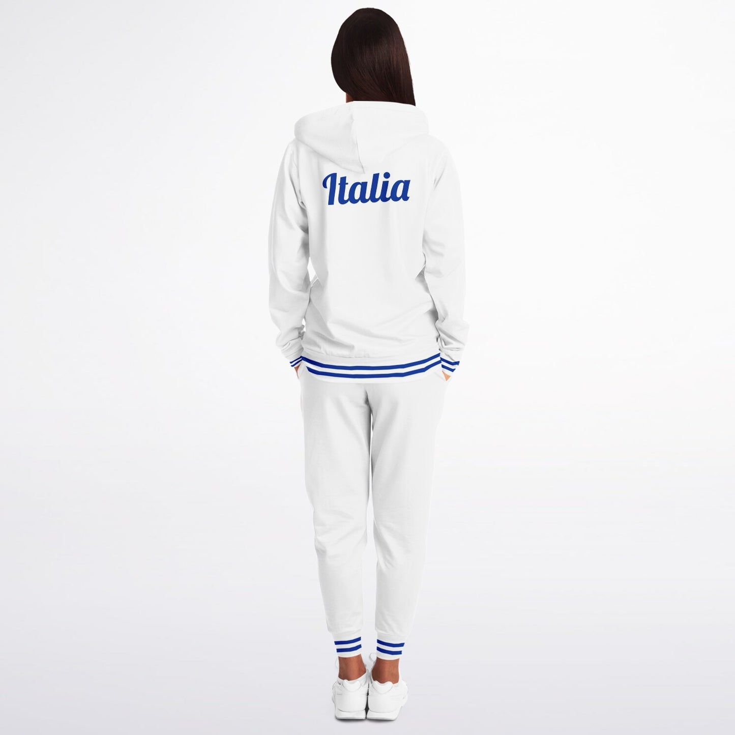 Felpa con cappuccio e jogger con zip bianca Italia - AOP
