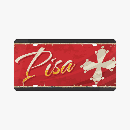 Pisa License Plate Italian Style: Premium aluminum license plate accessory, showcasing Italian elegance and enhancing car aesthetics with a luxurious touch.