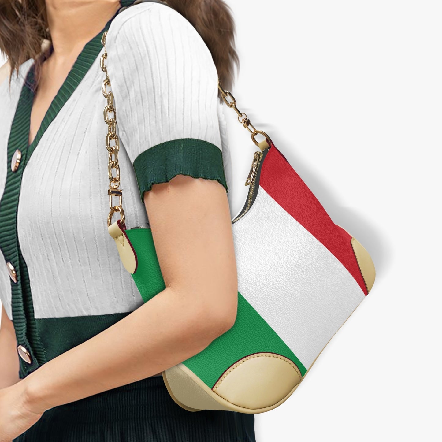 Borsa a tracolla con bandiera italiana in pelle PU