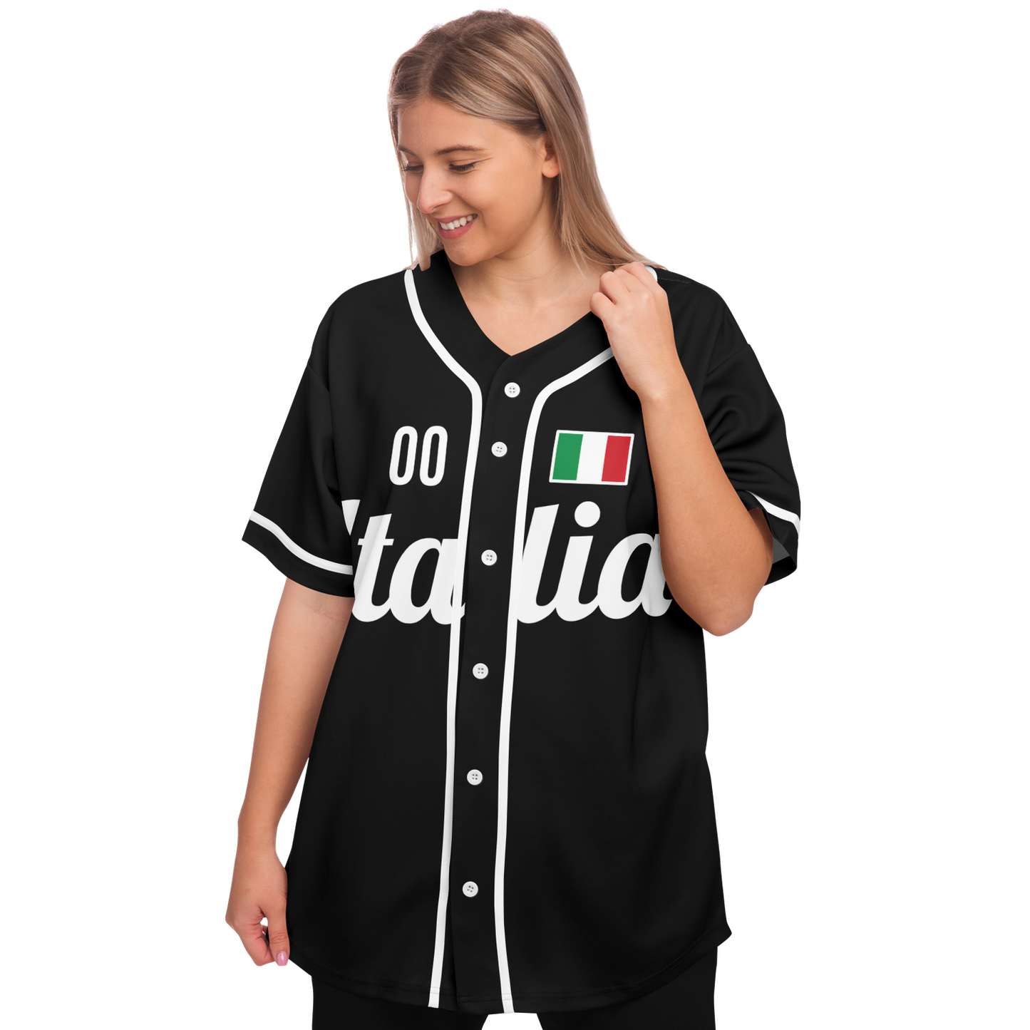 Italy Baseball Jersey - Black - Custom Name + Number