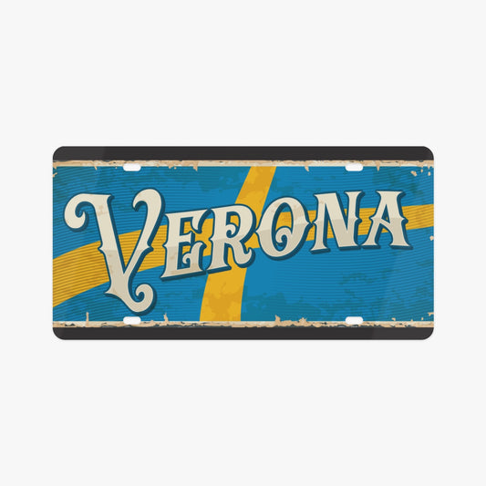 Verona License Plate Italian Style: Premium aluminum design, enhancing your car with Italian elegance and superior quality craftsmanship.