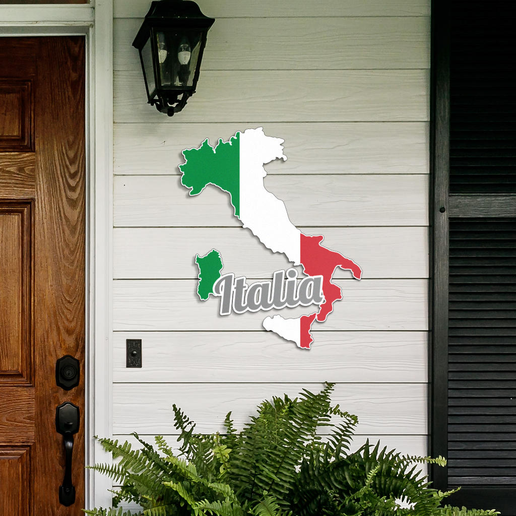 Mappa e testo dell'Italia - Arte in metallo colorato