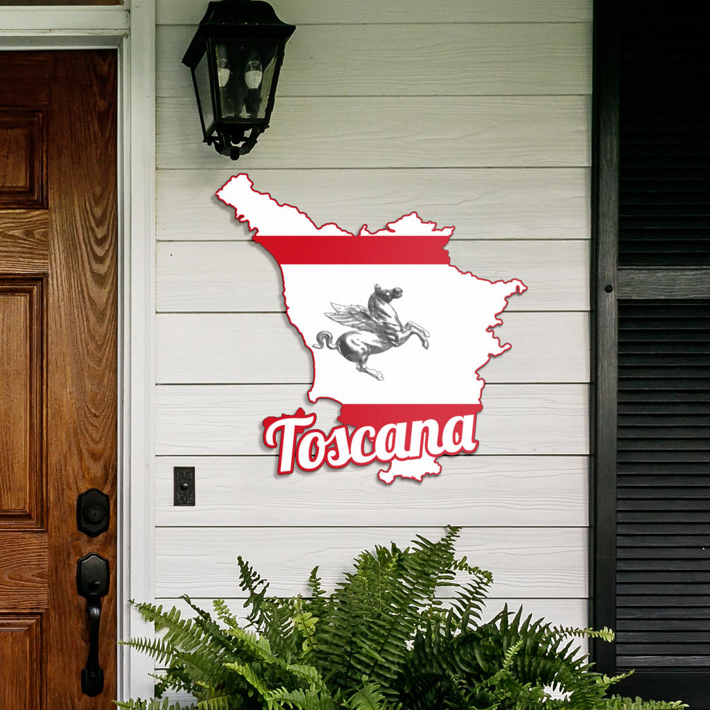 Tuscany Map - Colored Metal Art