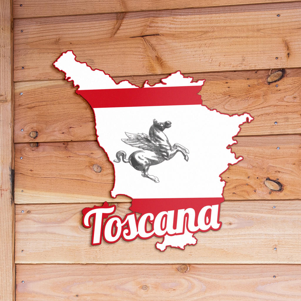 Tuscany Map - Colored Metal Art