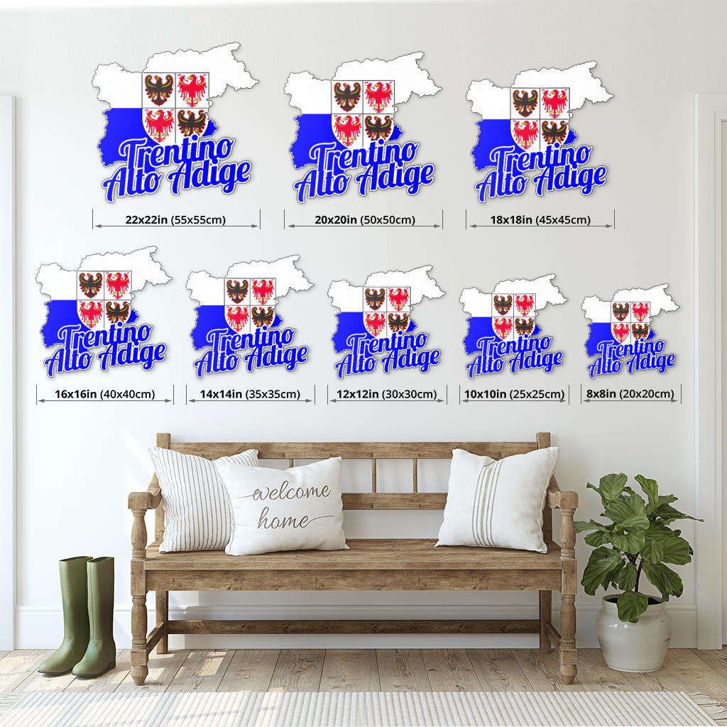 Trentino-Alto Adige Map - Colored Metal Art