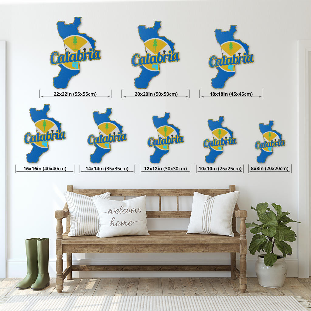 Calabria Map - Colored Metal Art