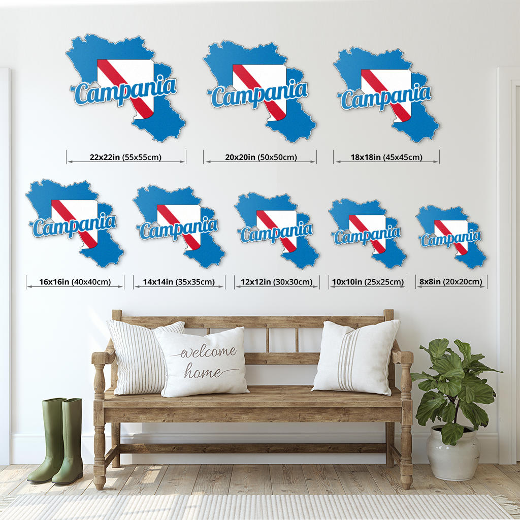 Campania Map - Colored Metal Art