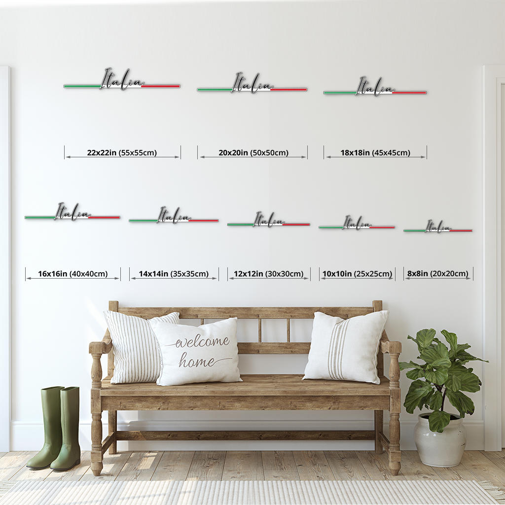 Firma italiana e bandiera minimalista - Arte in metallo colorato